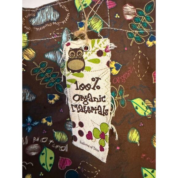Organic Cotton Canvas Tote Bag Brown Whimsical Nature Print NWT Eco Friendly - Picture 2 of 4